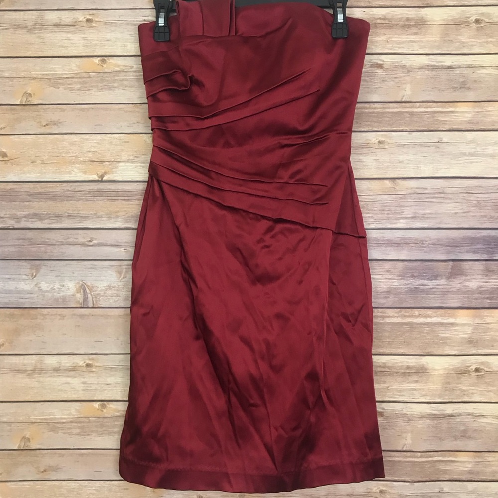 WHBM Red Strapless Cocktail Holiday Party Dress 2